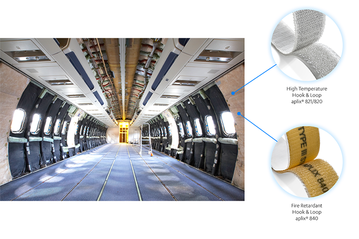 hook and loop fasteners for aircraft insulation aplix