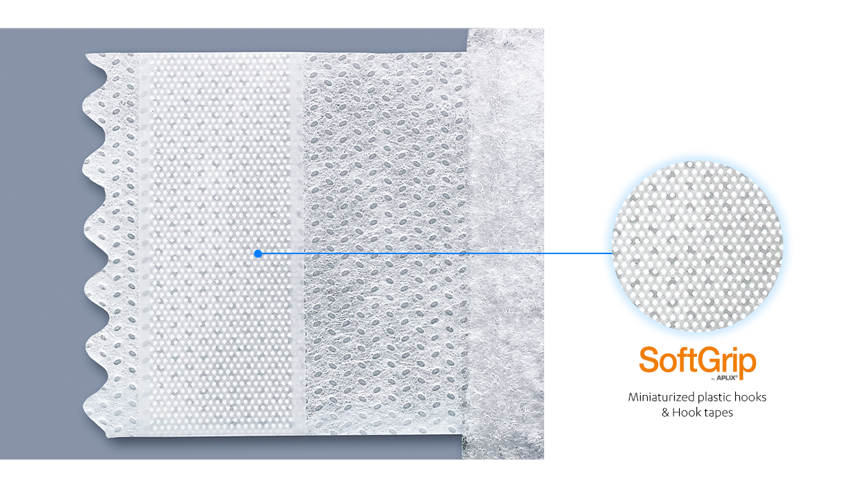softgrip aplix hook diapers closure